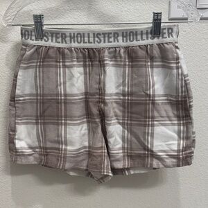 Hollister Brown and White Flannel Boxer Sleep Shorts